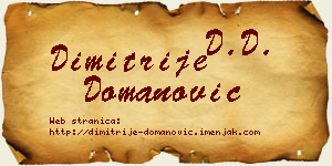 Dimitrije Domanović vizit kartica